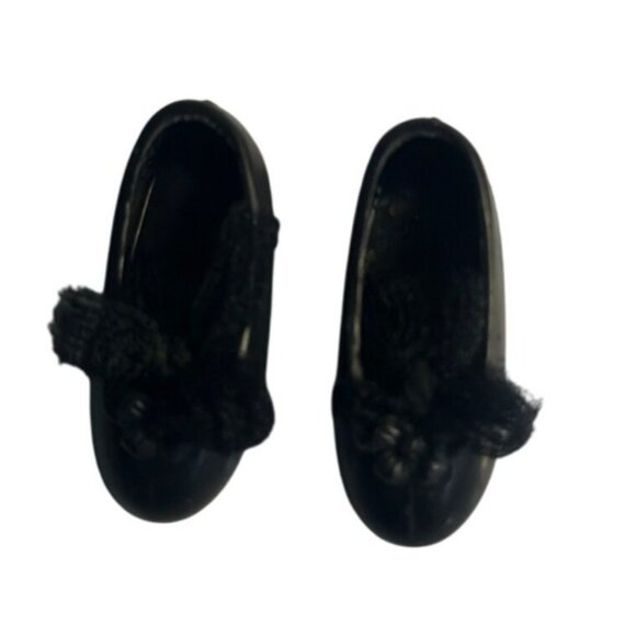 VTG Barbie Stacie Doll Black Floral Flat Shoes – Mattel Accessory Collectible - Picture 1 of 3